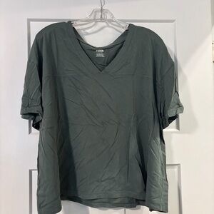 NWT PINK Victoria's Secret Olive Green V-Neck Short Sleeve Top